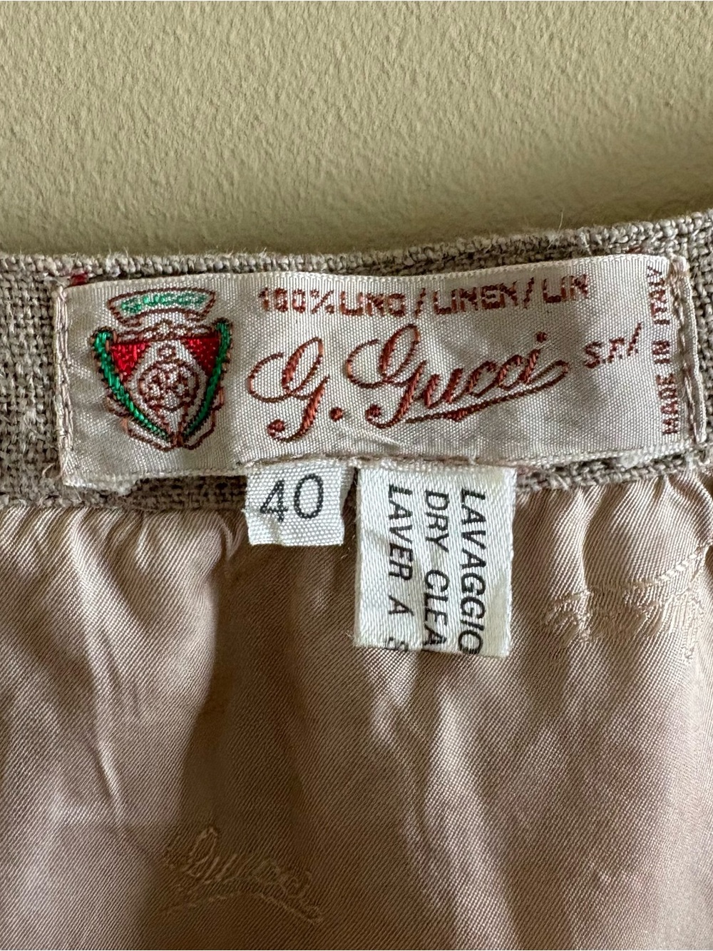 Vintage 1960s Gucci Linen Midi Skirt